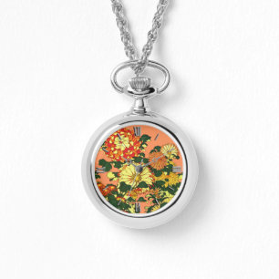 Japanese Flower Border, Mandarin Orange and Gold Watch