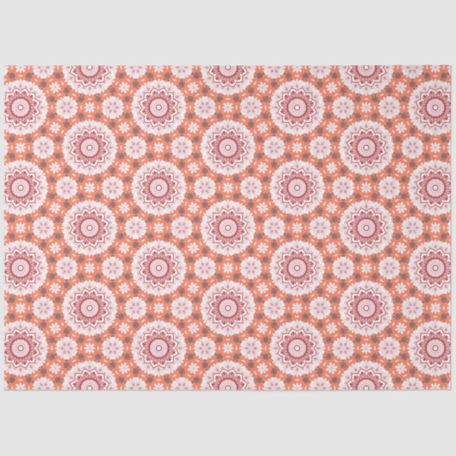 Japanese flower design in orange white decoupage tissue paper (Front)