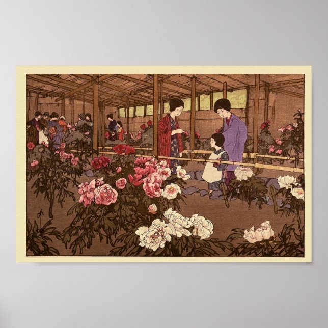 Japanese Flower Garden People Scene Poster Print (Front)
