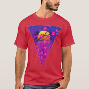 Japanese Flower Sakura Vaporwave Sunset Cherry Blo T-Shirt