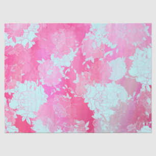Japanese flowers blue patterns tissue paper