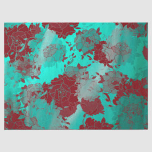 Japanese flowers blue patterns tissue paper
