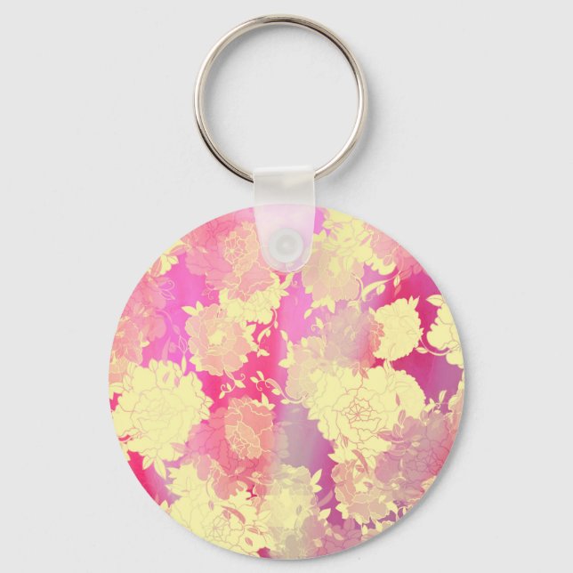 Japanese flowers patterns. key ring (Front)