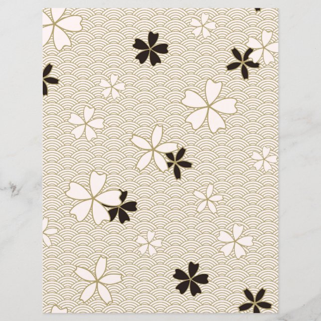 Japanese Flowers Scrapbook Paper | Elegant Floral  (Front)
