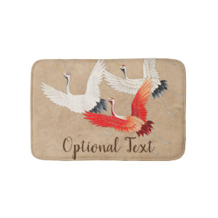Japanese Flying Cranes Bath Mat