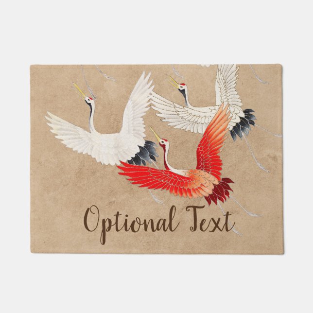 Japanese Flying Cranes Doormat (Front)