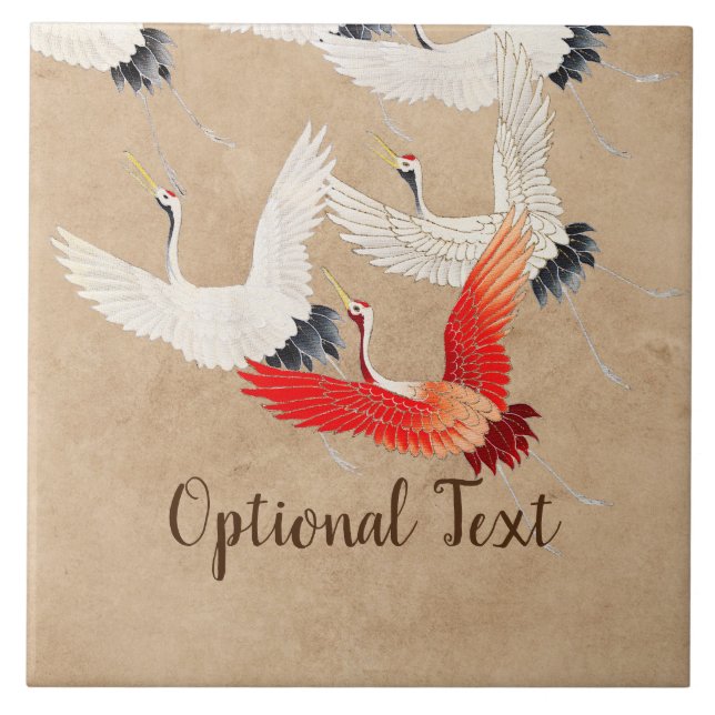 Japanese Flying Cranes Tile (Front)