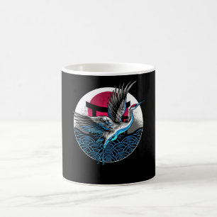 Japanese Flying Cranes with Japanese wavers Design Coffee Mug