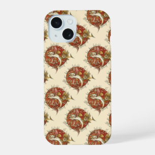 Japanese Flying Fish and Bamboo Leaves Vintage Art iPhone 15 Case