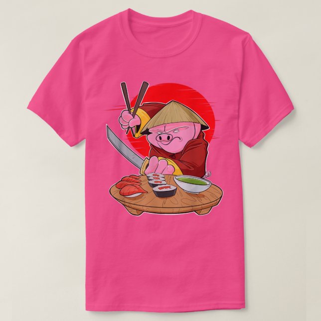 Japanese Food I Maki Lover I Samurai Sushi Pig  (2 T-Shirt (Design Front)
