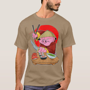 Japanese Food I Maki Lover I Samurai Sushi Pig T-Shirt
