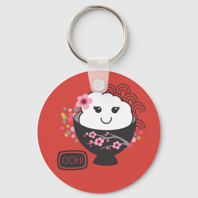 Japanese Food Rice Bowl Kawaii Key Ring (Front)