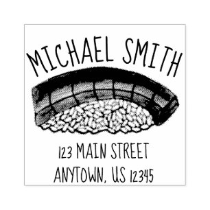 Japanese Food Salmon Nigiri Sushi Address Rubber Stamp