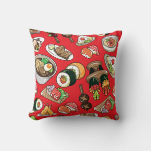 Japanese Food: Seamless Cultural Pattern Cushion