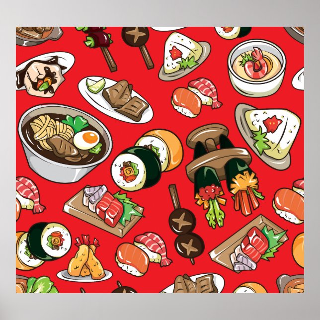 Japanese Food: Seamless Cultural Pattern Poster (Front)