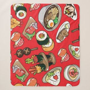 Japanese Food: Seamless Cultural Pattern Sherpa Blanket