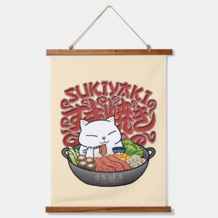 Japanese Food Sukiyaki Cat Hanging Tapestry