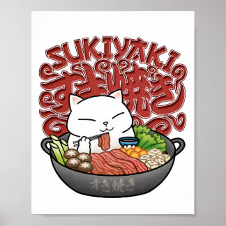 Japanese Food Sukiyaki Cat  Poster