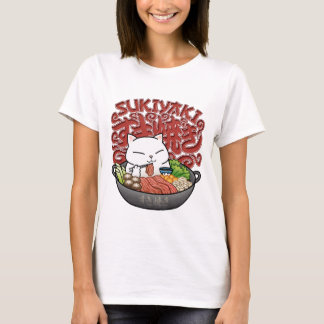 Japanese Food Sukiyaki Cat T-Shirt