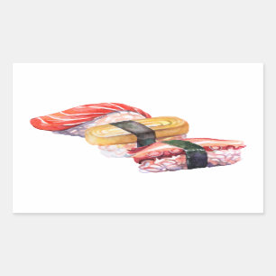 Japanese food sushi and nigiri rectangular sticker
