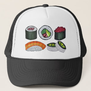 Japanese Food Sushi California Tuna Roll Foodie Trucker Hat