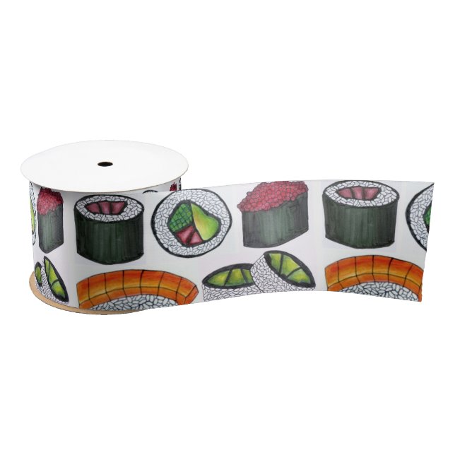Japanese Food Sushi California Tuna Rolls Ribbon Satin Ribbon (Spool)