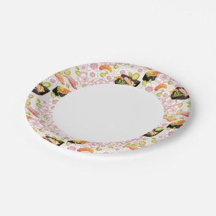 Japanese Food: Sushi Pattern 2 Paper Plate