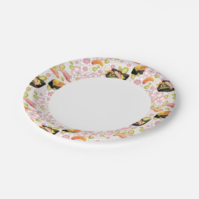Japanese Food: Sushi Pattern 2 Paper Plate (Angled)