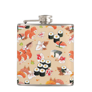 Japanese Food: Sushi Pattern 3 Hip Flask