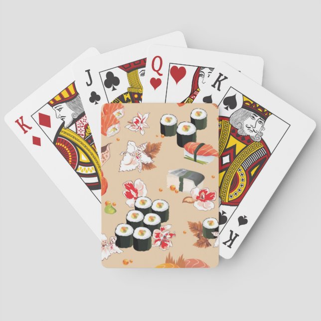 Japanese Food: Sushi Pattern 3 Playing Cards (Back)