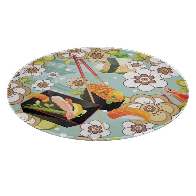 Japanese Food: Sushi Pattern 4 Cutting Board (Corner)