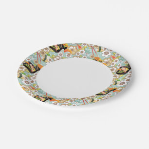 Japanese Food: Sushi Pattern 4 Paper Plate