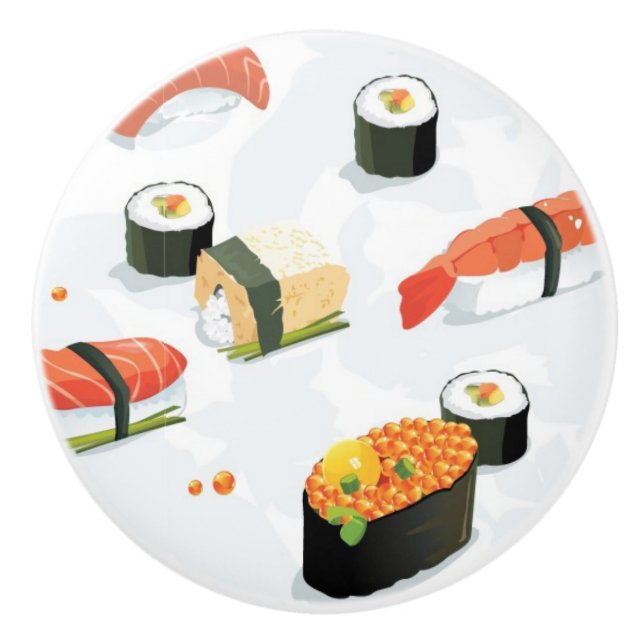Japanese Food: Sushi Pattern Ceramic Knob (Front)
