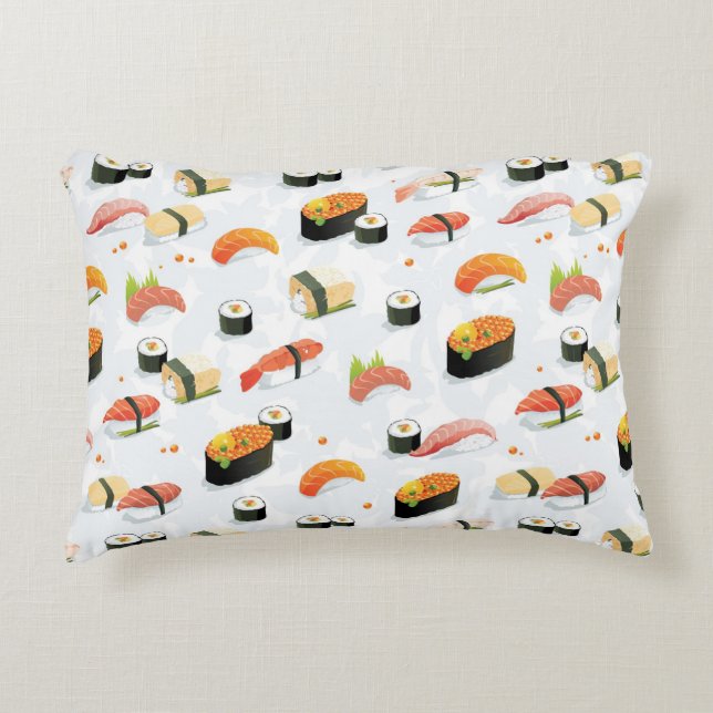 Japanese Food: Sushi Pattern Decorative Cushion (Front)