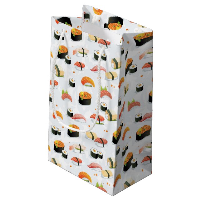 Japanese Food: Sushi Pattern Small Gift Bag (Back Angled)