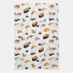 Japanese Food: Sushi Pattern Tea Towel
