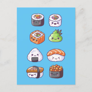 Japanese Food Sushi Roll Postcard
