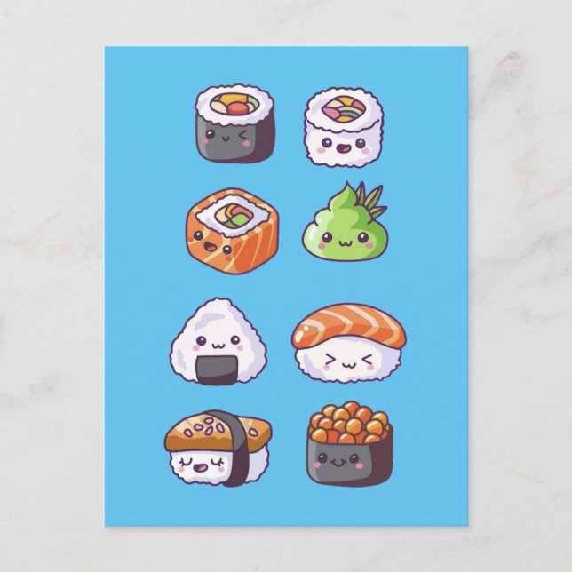 Japanese Food Sushi Roll Postcard (Front)