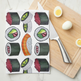 Japanese Food Sushi Tuna Roll Salmon Nigiri Foodie Tea Towel