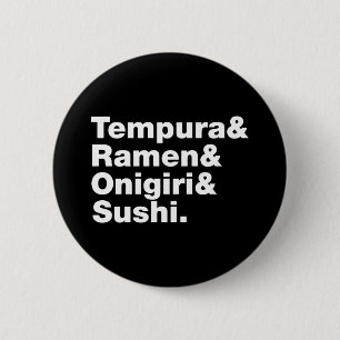 Japanese Foods Tempura & Ramen & Onigiri & Sushi. 6 Cm Round Badge