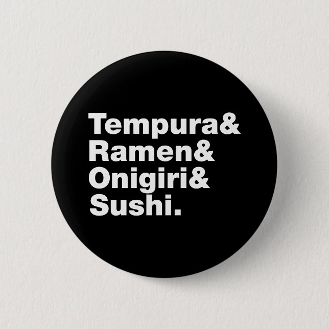 Japanese Foods Tempura & Ramen & Onigiri & Sushi.  6 Cm Round Badge (Front)
