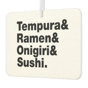 Japanese Foods Tempura & Ramen & Onigiri & Sushi. Car Air Freshener