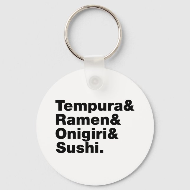 Japanese Foods Tempura & Ramen & Onigiri & Sushi. Key Ring (Front)