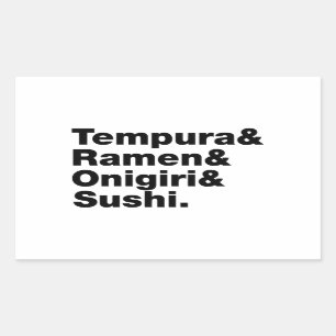 Japanese Foods Tempura & Ramen & Onigiri & Sushi. Rectangular Sticker