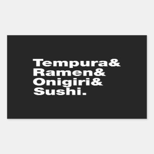 Japanese Foods Tempura & Ramen & Onigiri & Sushi.  Rectangular Sticker