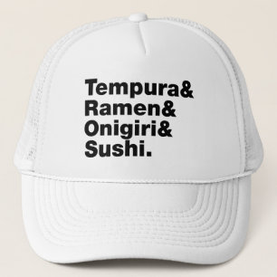 Japanese Foods Tempura & Ramen & Onigiri & Sushi. Trucker Hat