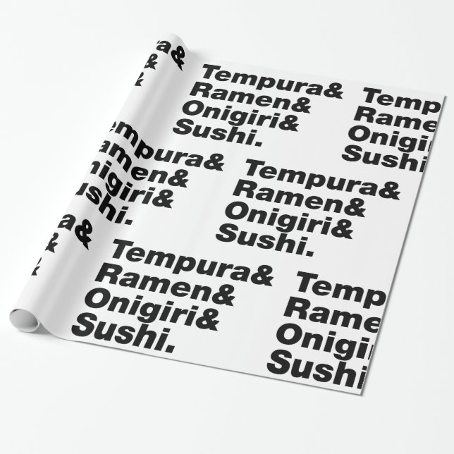 Japanese Foods Tempura & Ramen & Onigiri & Sushi. Wrapping Paper (Unrolled)