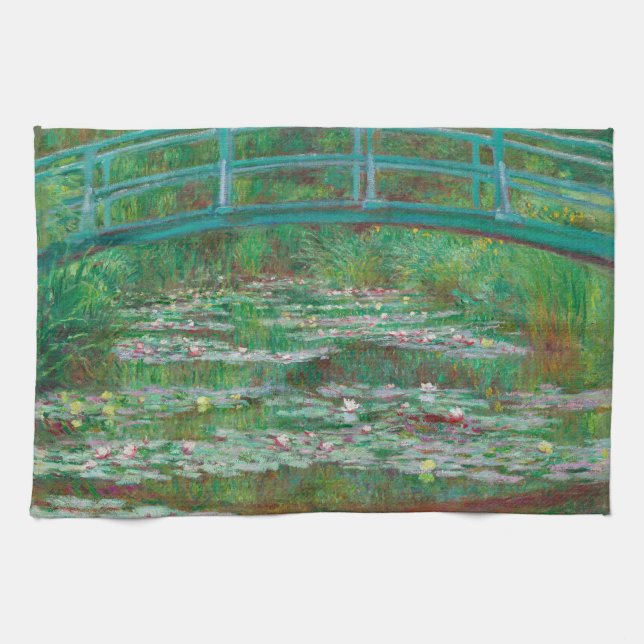 Japanese Footbridge Claude Monet Impressionist Tea Towel (Horizontal)
