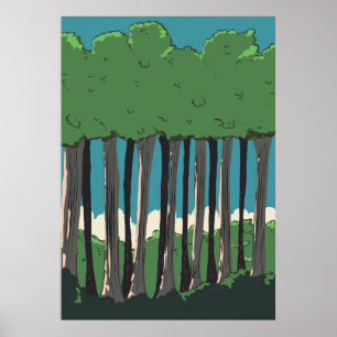 Japanese Forest trees Poster
