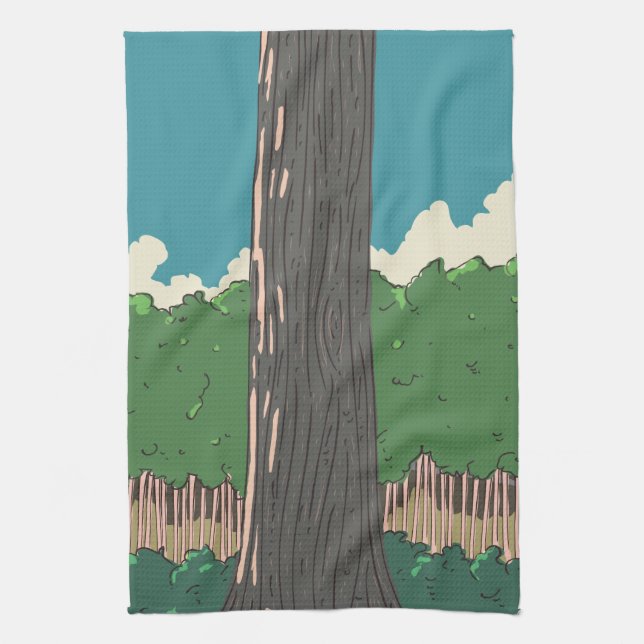 Japanese Forest trees Tea Towel (Vertical)